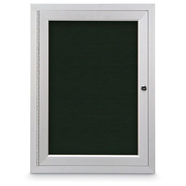 24"x36" 1-Door Enclosed Outdoor Letterboard, Header, Green Felt/Satin